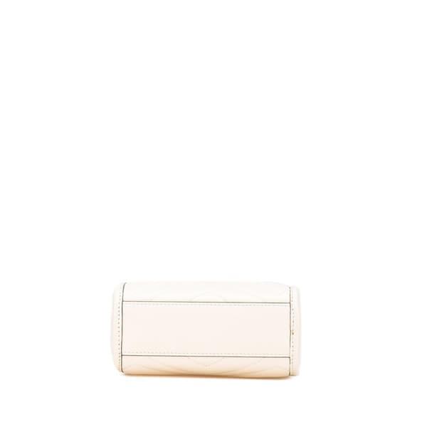 Pre-owned Gucci Mini GG Marmont Matelasse Leather Satchel White