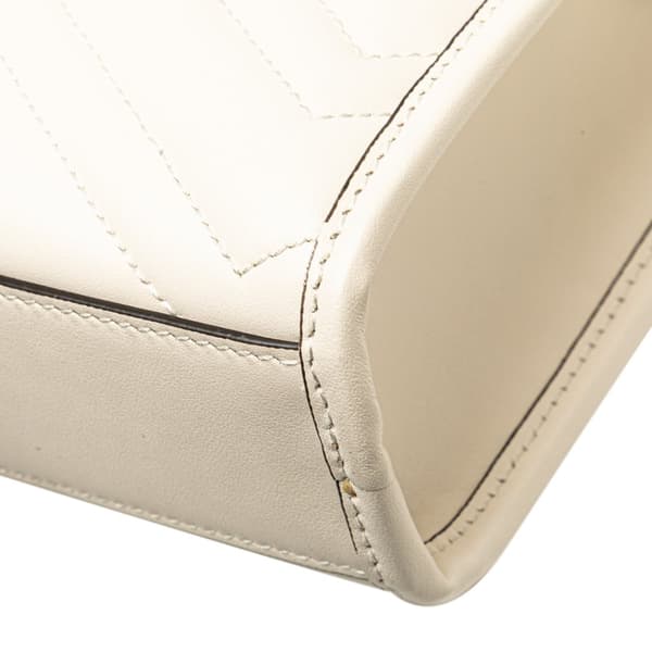Pre-owned Gucci Mini GG Marmont Matelasse Leather Satchel White