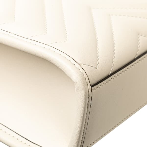 Pre-owned Gucci Mini GG Marmont Matelasse Leather Satchel White