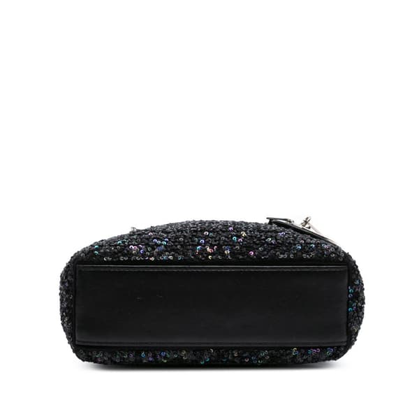Pre-owned Dior Mini Satin Sequin Embellished Lady Dior Black