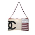 Pikkukuva 1 / 8: Pre-owned Chanel CC Canvas and Metallic Lambskin Flag Pochette White