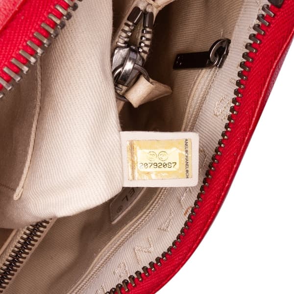 Pre-owned Chanel Small Quilted Shiny Sheepskin Boy Chained Tote Red