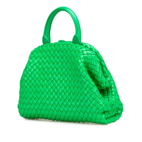 Pre-owned Bottega Veneta Small Nappa Intrecciato Top Handle Satchel Green