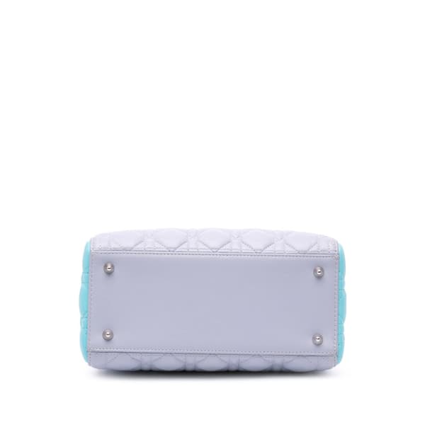 Pre-owned Dior Medium Bicolor Lambskin Cannage Lady Dior Gray