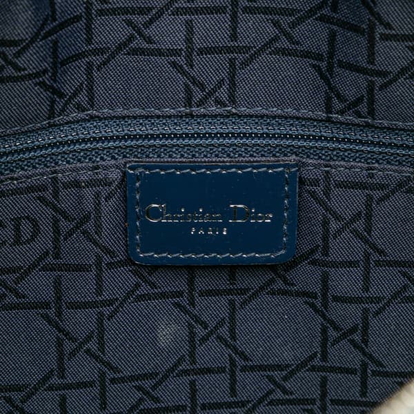 Pre-owned Dior Large Denim Cannage Acrylic Handles Lady Dior Blue