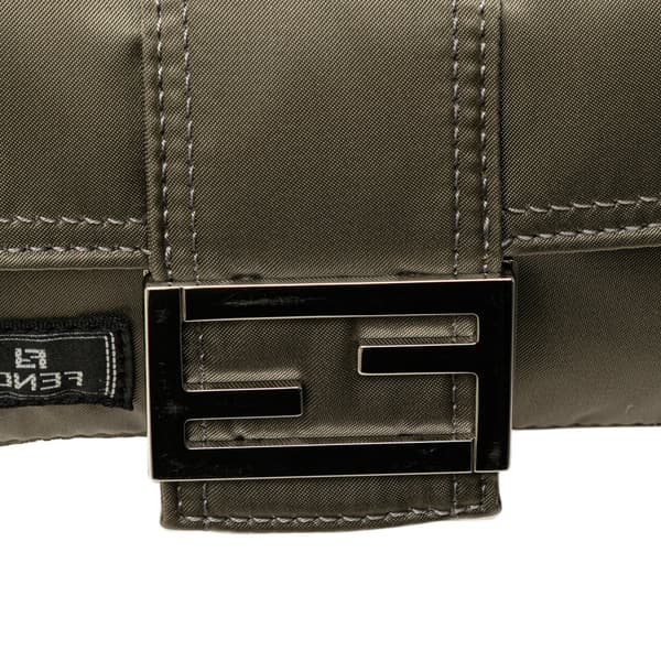 Pre-owned Fendi Porter Yoshida Nylon Baguette Satchel Brown
