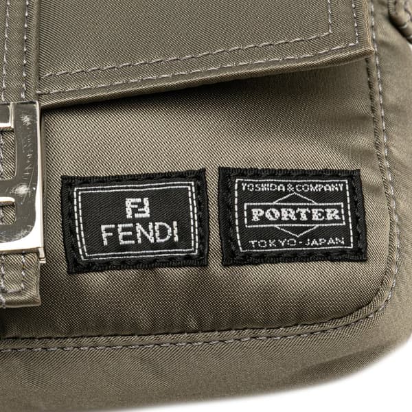 Pre-owned Fendi Porter Yoshida Nylon Baguette Satchel Brown