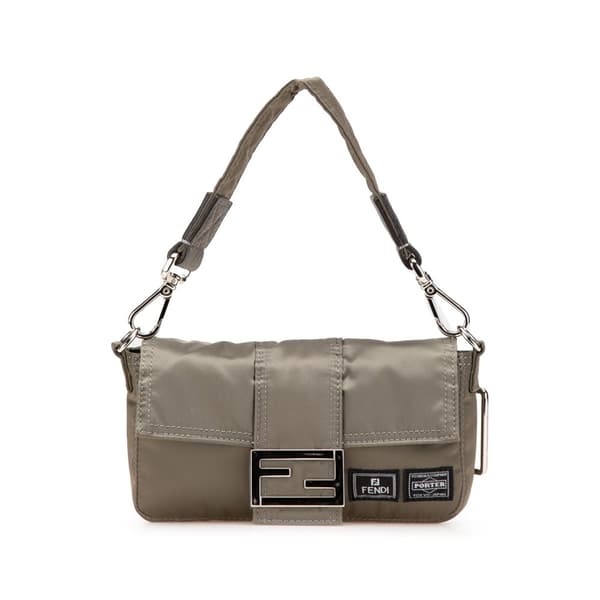 Pre-owned Fendi Porter Yoshida Nylon Baguette Satchel Brown