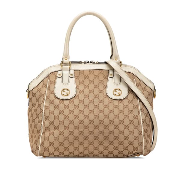Pre-owned Gucci GG Canvas Scarlett Satchel Brown