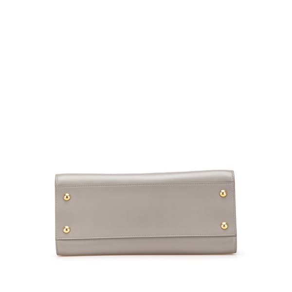 Pre-owned Saint Laurent Small Leather Monogram Cabas Satchel Gray