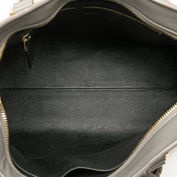 Pre-owned Saint Laurent Small Leather Monogram Cabas Satchel Gray