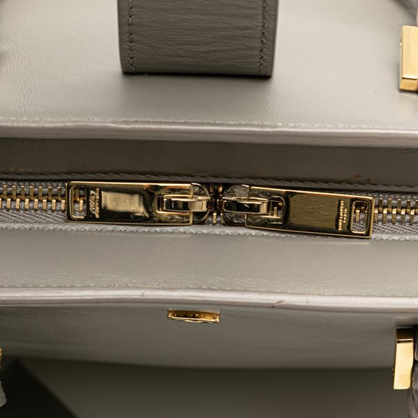 Pre-owned Saint Laurent Small Leather Monogram Cabas Satchel Gray