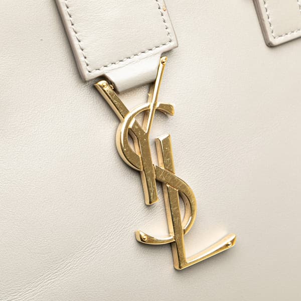 Pre-owned Saint Laurent Small Leather Monogram Cabas Satchel Gray
