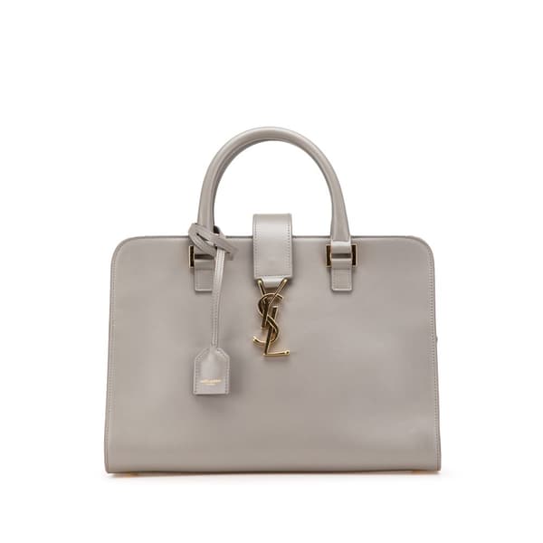 Pre-owned Saint Laurent Small Leather Monogram Cabas Satchel Gray