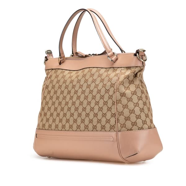 Pre-owned Gucci GG Canvas Mayfair Satchel Brown