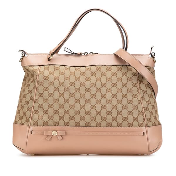 Pre-owned Gucci GG Canvas Mayfair Satchel Brown
