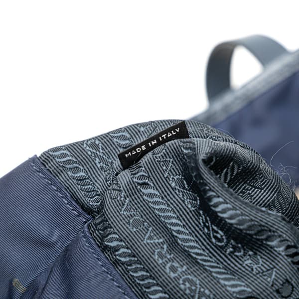 Pre-owned Prada Saffiano Trimmed Tessuto Open Convertible Tote Blue