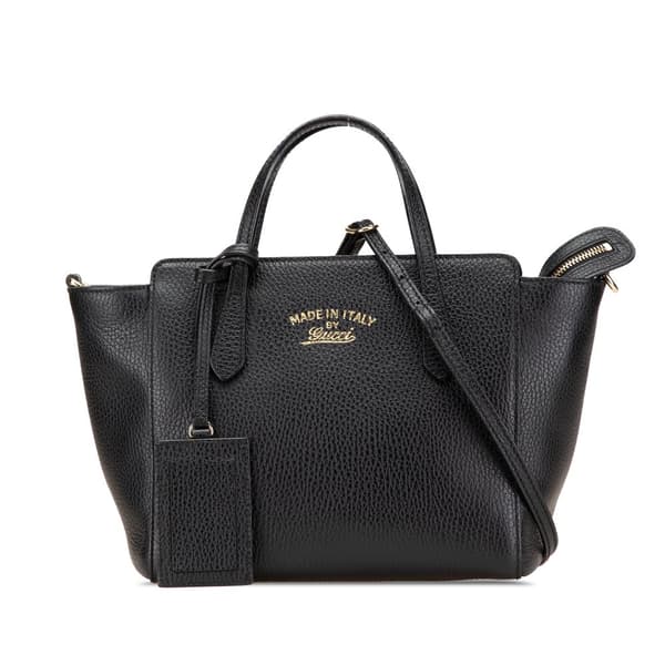 Pre-owned Gucci Mini Leather Swing Satchel Black