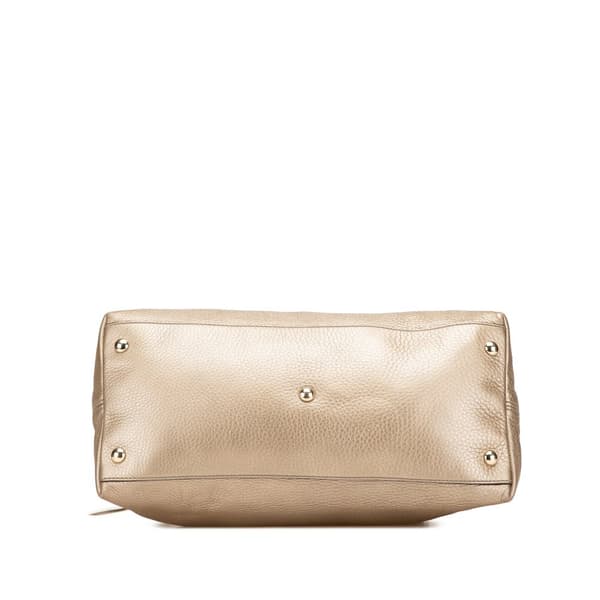 Pre-owned Gucci Small Metallic Leather Soho Working Satchel Gold