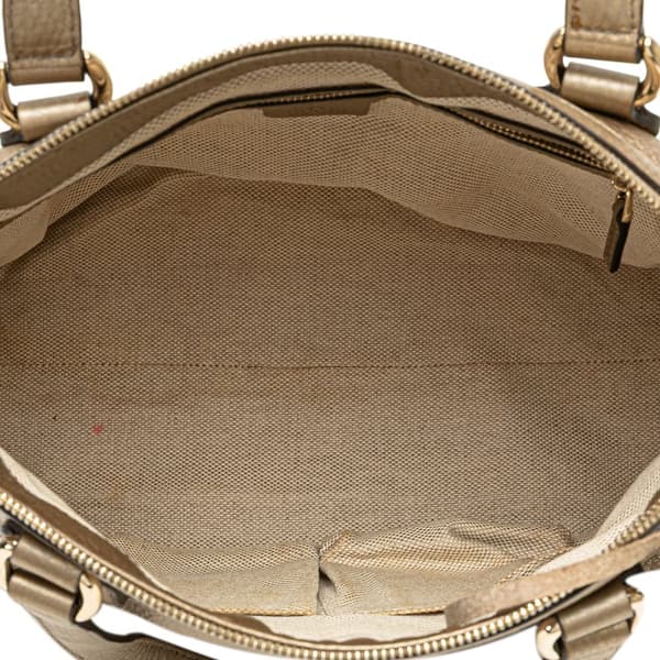 Pre-owned Gucci Small Metallic Leather Soho Working Satchel Gold