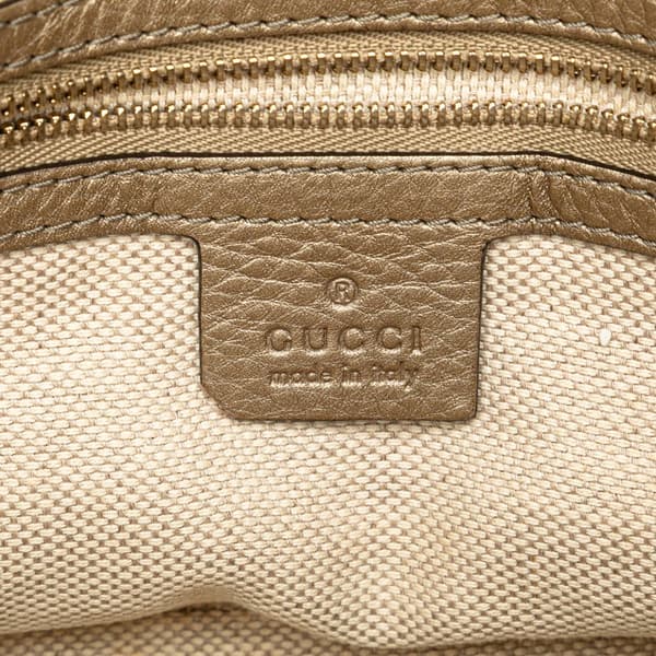 Pre-owned Gucci Small Metallic Leather Soho Working Satchel Gold