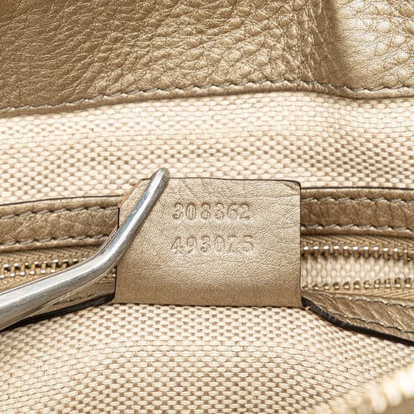 Pre-owned Gucci Small Metallic Leather Soho Working Satchel Gold