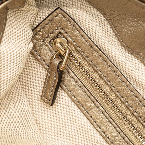 Pre-owned Gucci Small Metallic Leather Soho Working Satchel Gold