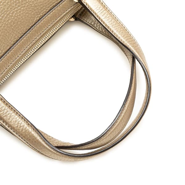 Pre-owned Gucci Small Metallic Leather Soho Working Satchel Gold