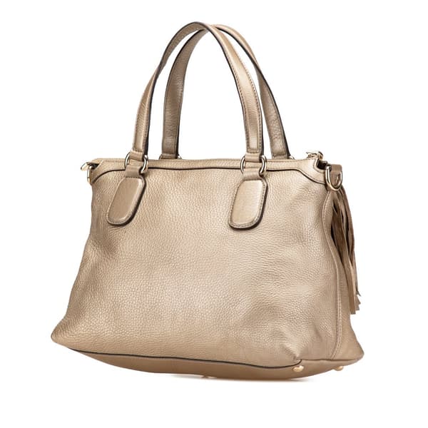 Pre-owned Gucci Small Metallic Leather Soho Working Satchel Gold