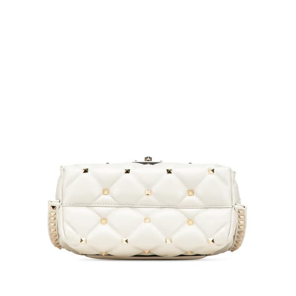 Pre-owned Valentino Medium Nappa Candystud Top Handle Satchel White