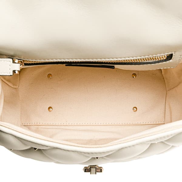 Pre-owned Valentino Medium Nappa Candystud Top Handle Satchel White