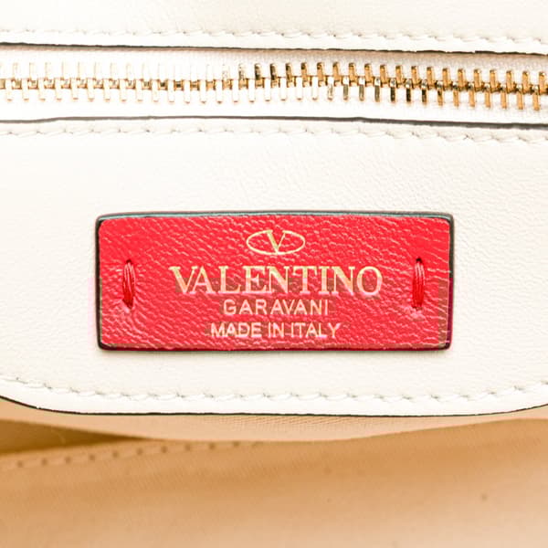 Pre-owned Valentino Medium Nappa Candystud Top Handle Satchel White