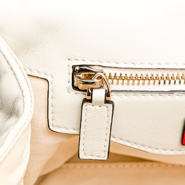Pre-owned Valentino Medium Nappa Candystud Top Handle Satchel White