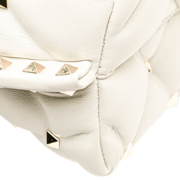 Pre-owned Valentino Medium Nappa Candystud Top Handle Satchel White