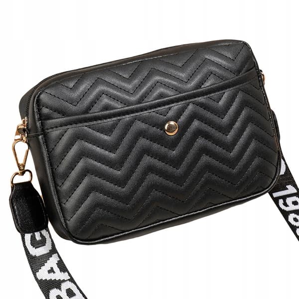DAM AMBULÄRVÄSKA Svart ECO LÄDER Set om 2 CHEVRON