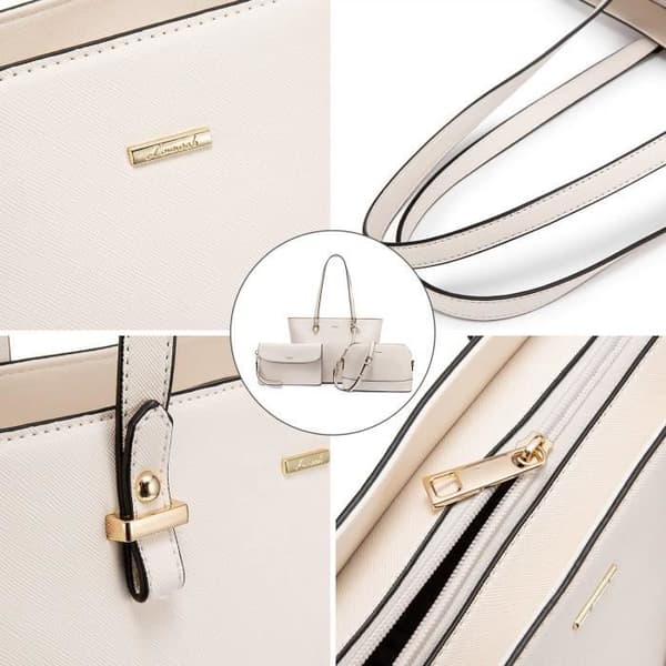 Handväskor för kvinnor Crossbody-väska Snygga tygväskor i PU-läder 3-delade handväskor - Beige