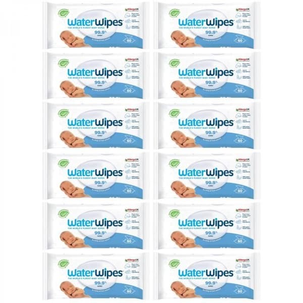 Fuktgivande Salviette - WaterWipes - 60 pz - 99,9% vatten - Biologiskt nedbrytbart - Baby
