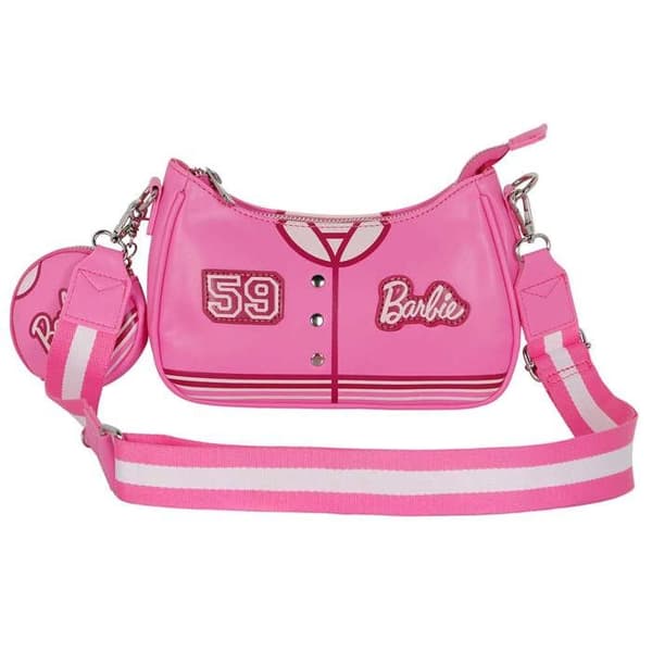 Axelväska - BARBIE - VARSITY - Rosa - Zipfack - Justerbar rem