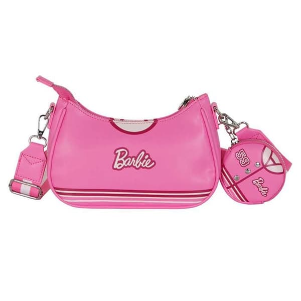 Axelväska - BARBIE - VARSITY - Rosa - Zipfack - Justerbar rem
