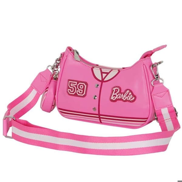 Axelväska - BARBIE - VARSITY - Rosa - Zipfack - Justerbar rem