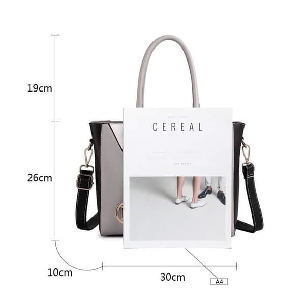 Miss Lulu PU-läder V-formad Crossbody-handväska för kvinnor, grå