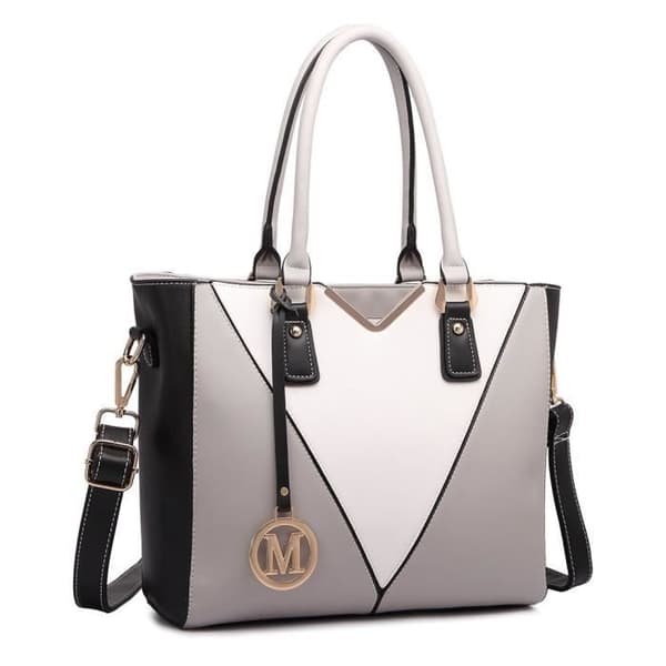 Miss Lulu PU-läder V-formad Crossbody-handväska för kvinnor, grå