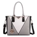 Miniatyrbild 1 av 4: Miss Lulu PU-läder V-formad Crossbody-handväska för kvinnor, grå