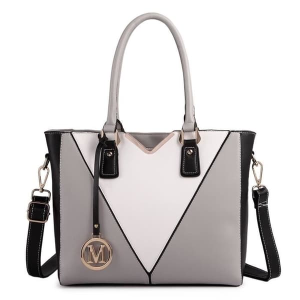 Miss Lulu PU-läder V-formad Crossbody-handväska för kvinnor, grå