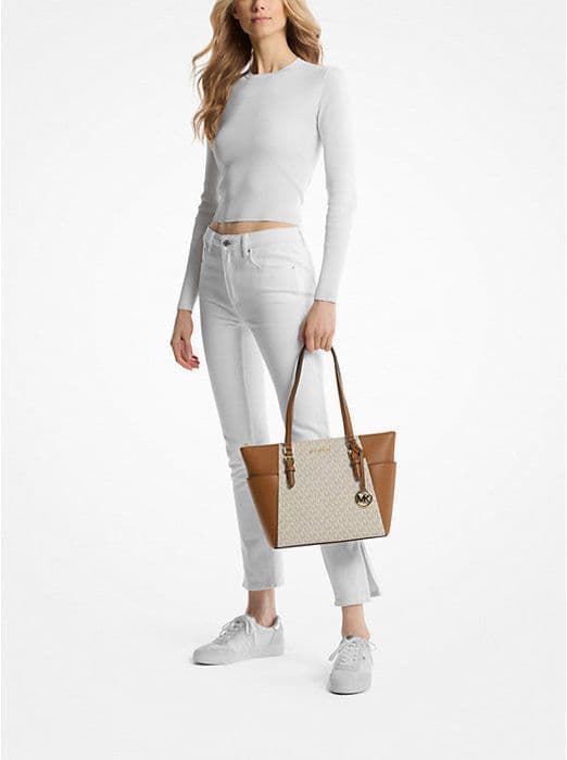 Handväska - Michael Kors - Charlotte - Läder - Tryckt tyg - Stort storlek