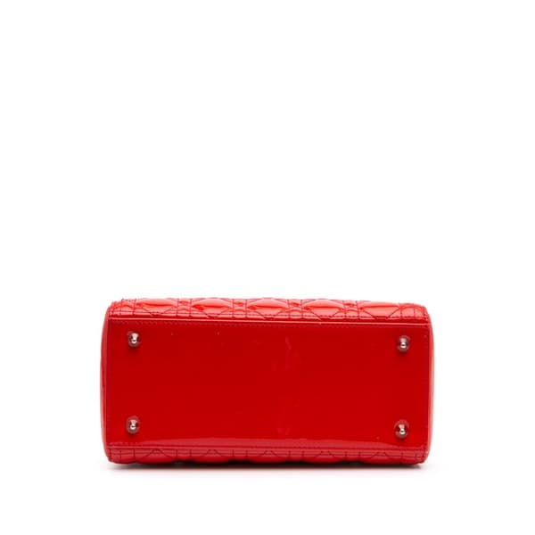 Pre-owned Dior Medium Patent Cannage Lady Dior Red