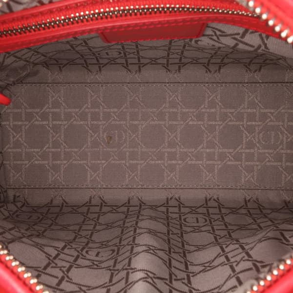 Pre-owned Dior Medium Patent Cannage Lady Dior Red