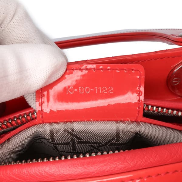 Pre-owned Dior Medium Patent Cannage Lady Dior Red