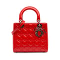 Miniatyrbild 1 av 9: Pre-owned Dior Medium Patent Cannage Lady Dior Red