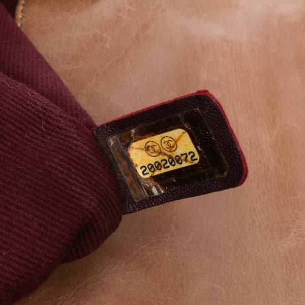Pre-owned Chanel Medium Glazed Calfskin Castle Rock Top Handle Flap Brown